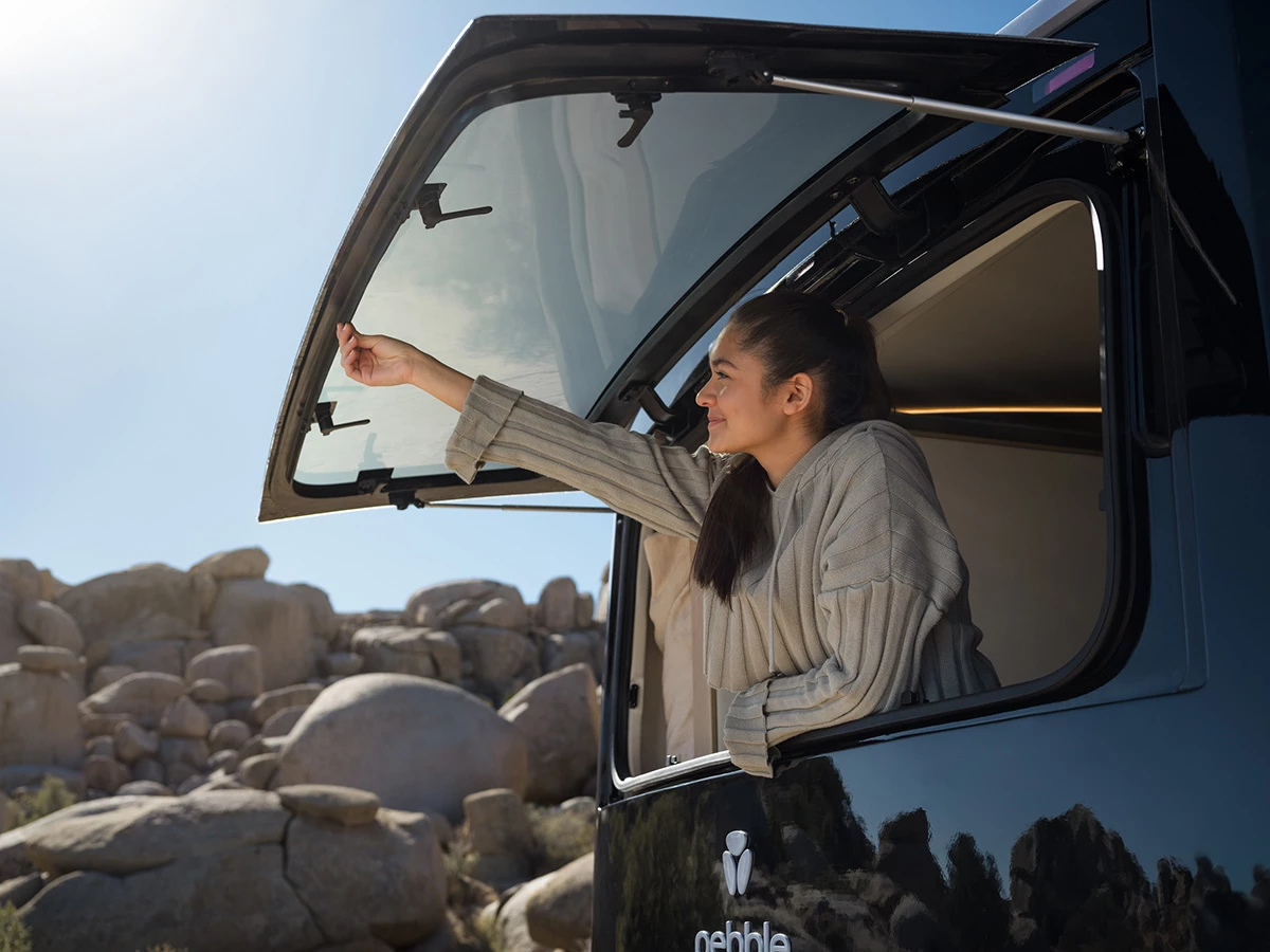 The production model gets new side and rear windows that flip open