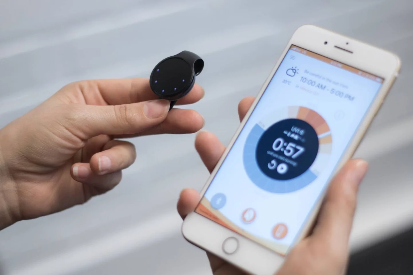 The QSun UV tracker also comes with a companion app
