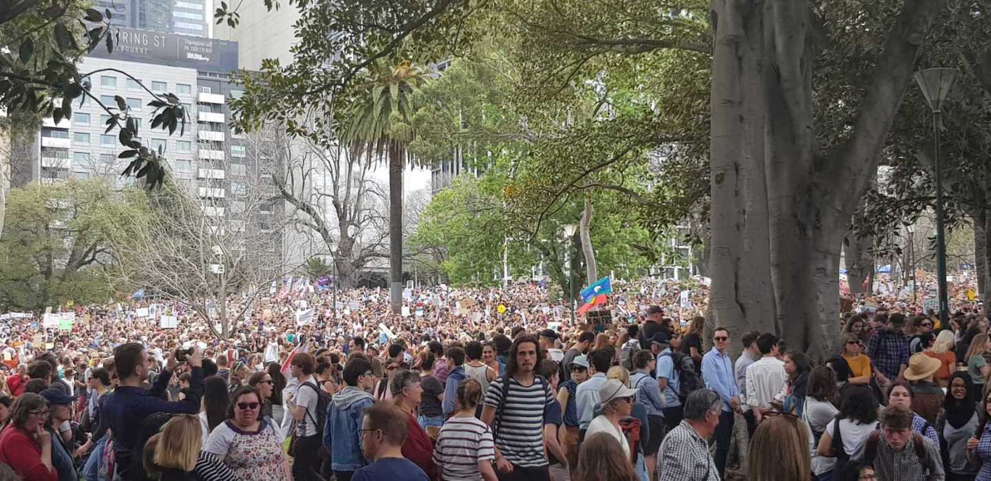 An estimated 100,000 people gathered in Melbourne, Australia today as part of the global climate strike