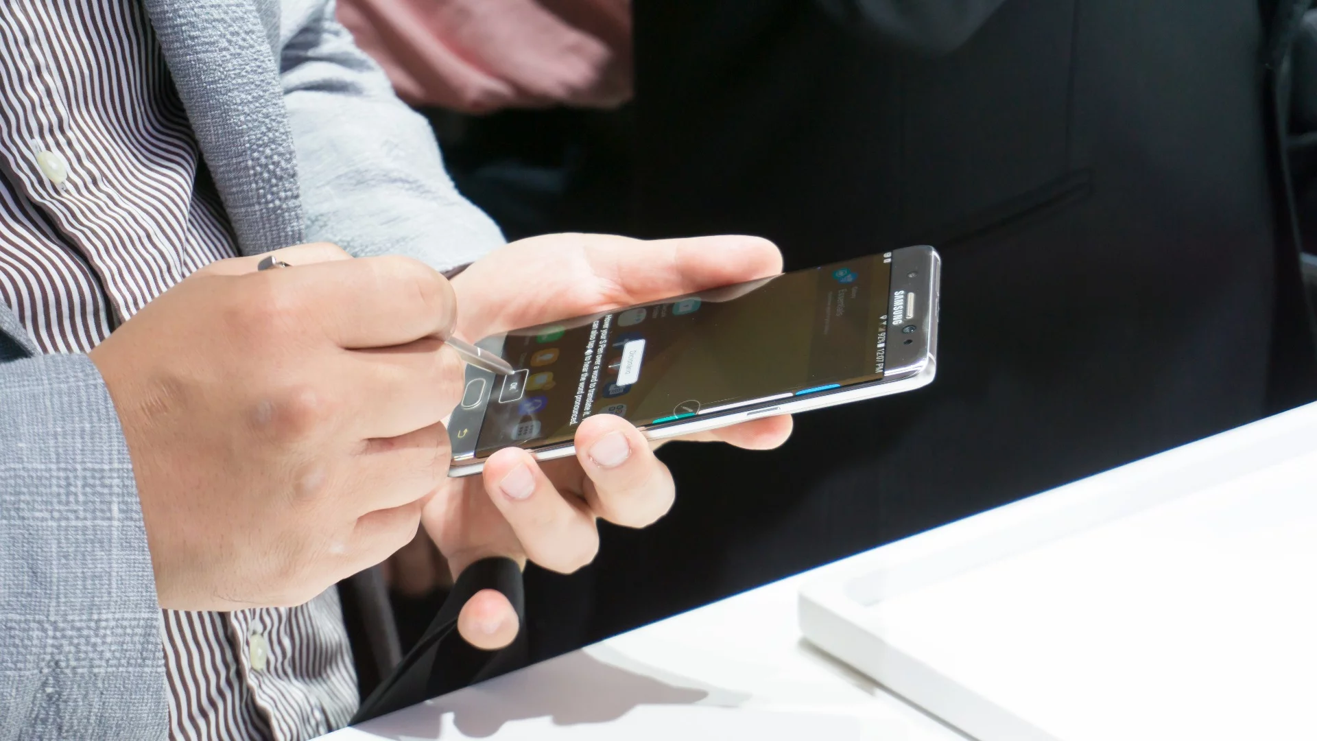 An event attendee taking the new S Pen for a spin