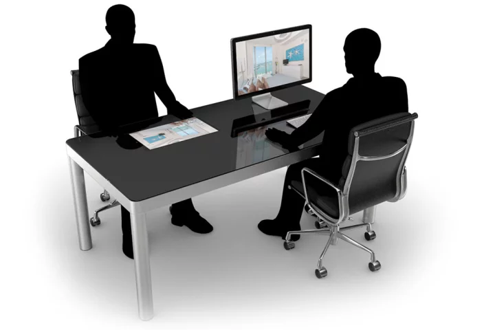 With Sharetable, both the computer and a secondary (21.5-inch 1080p multitouch) monitor are embedded inside the desk