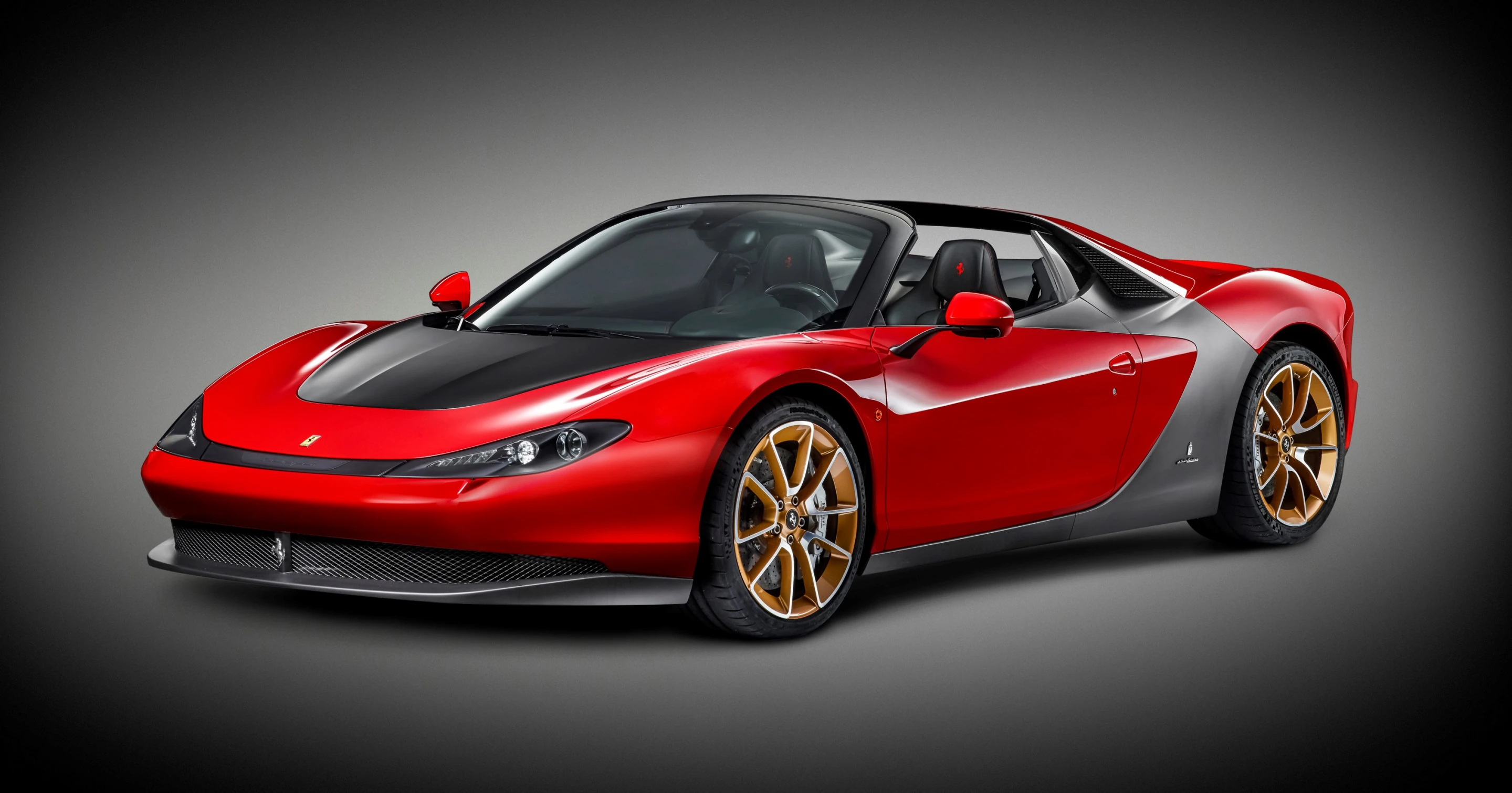 The all-new Sergio departs from its base 458 Spider in the two-tone body, hood-wrapping headlights and custom wheels