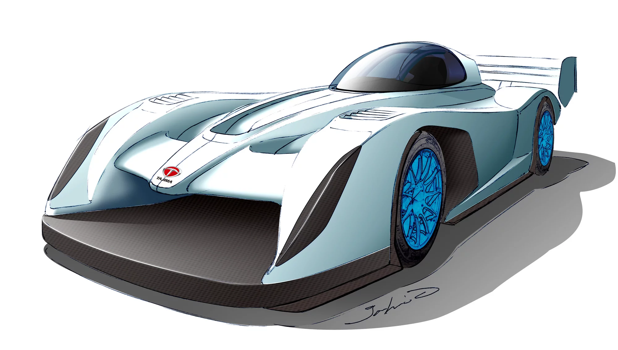 A sketch indicating what Monster Tajima's 2012 electric hill climb car may look like