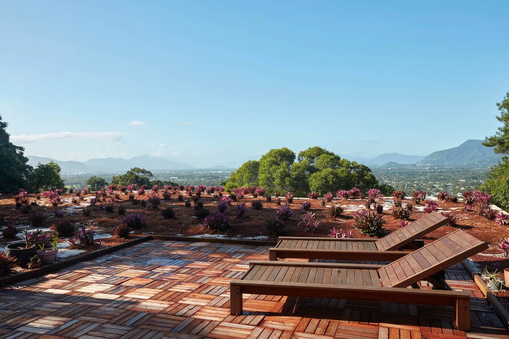 The Planchonella House uses the combination of greenery-covered roof, large sliding windows and concrete thermal mass to passively cool its interior