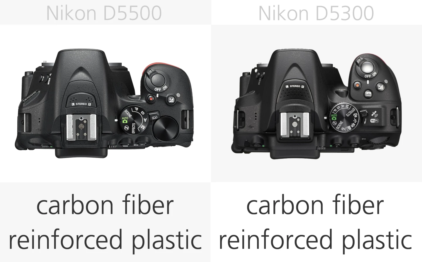 Nikon D5500 vs. Nikon D5300 build comparison