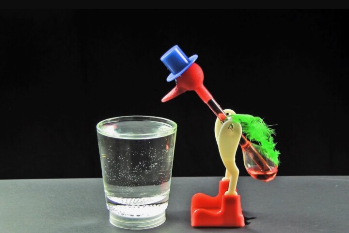 A commercially available drinking bird toy – the generator version definitely has a few more bits and bobs added