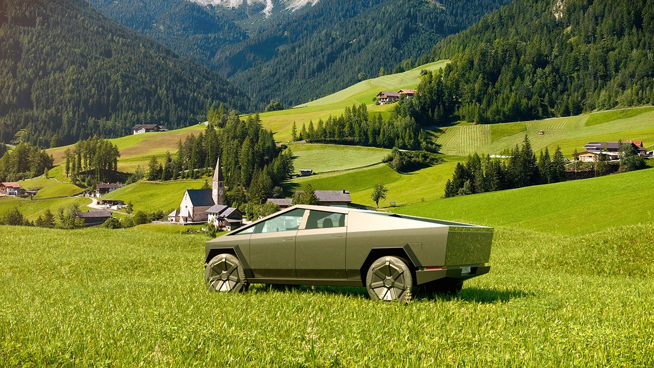 The CyberLndr would pack down to fit inside the Cybertruck tailgate and below the tonneau