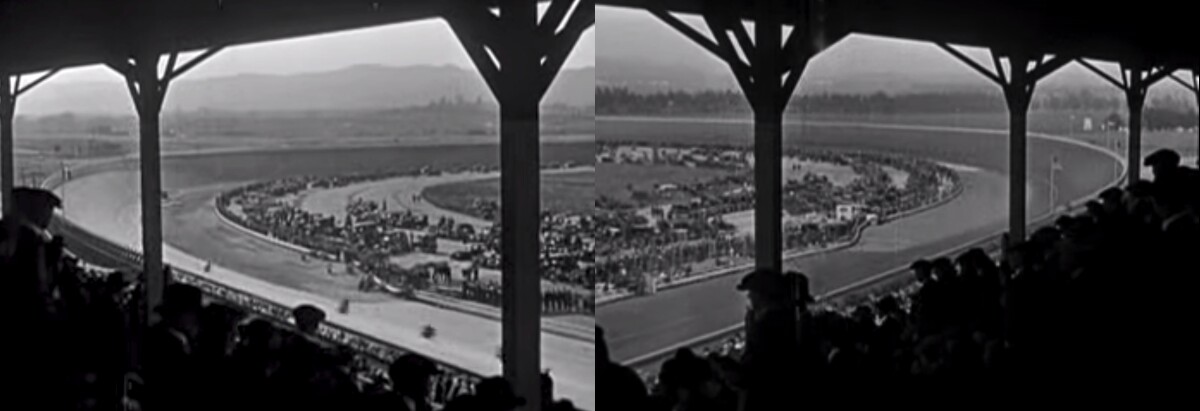 Board track racing from the grandstand. A screen grab from a very informative video about Board Track Racing in 1920. Be sure to watch the video at the foot of the page too.