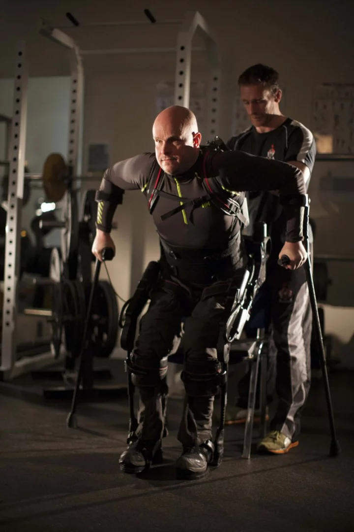 UCLA researchers claim to have provided the means for a person with chronic, complete paralysis enough voluntary control to actively walk with a robotic exoskeleton.