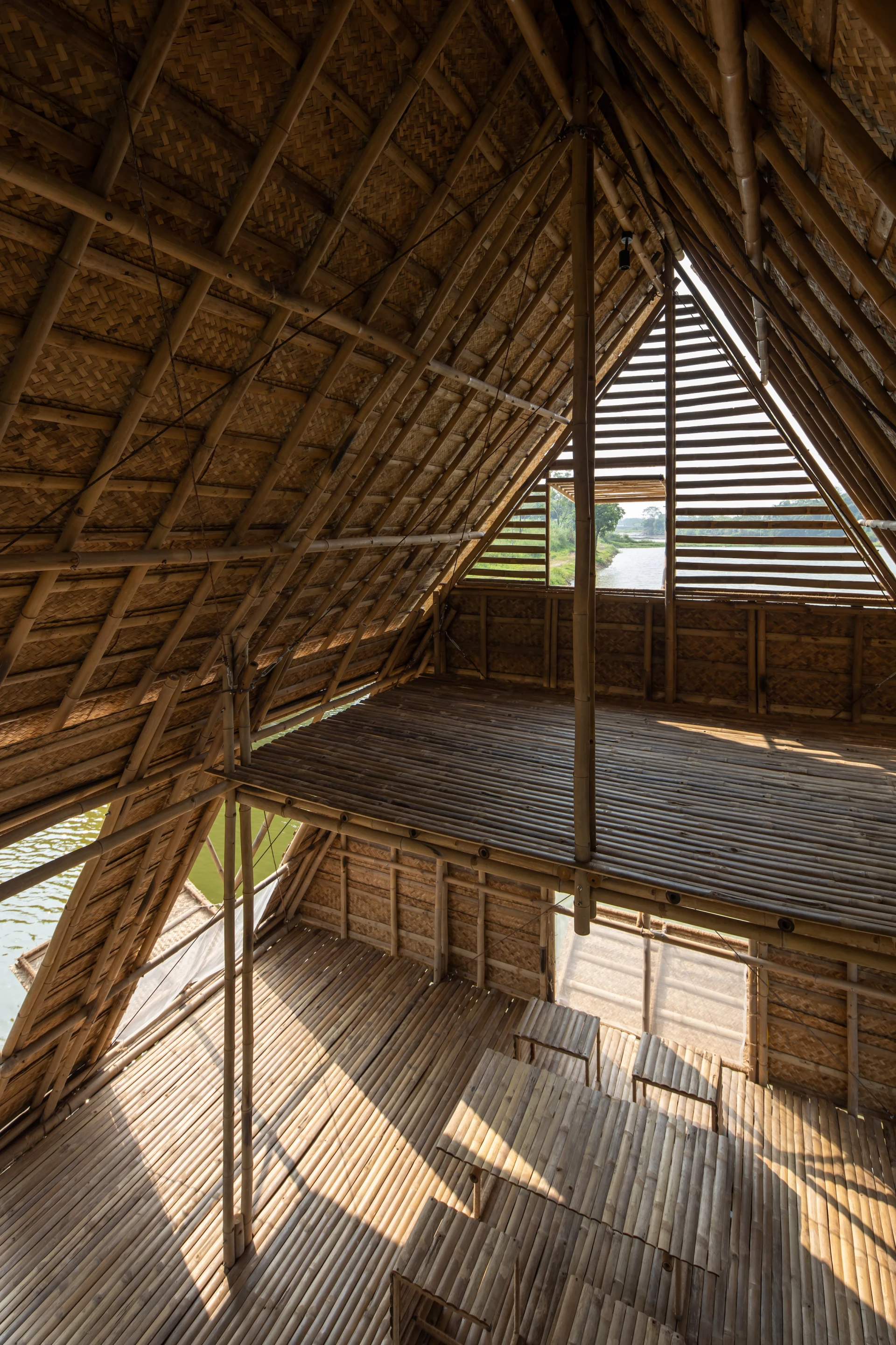 Though not pictured furnished, the Floating Bamboo House will include a kitchen area, as well as a bathroom and bedrooms, and have freshwater storage tanks and septic tanks installed