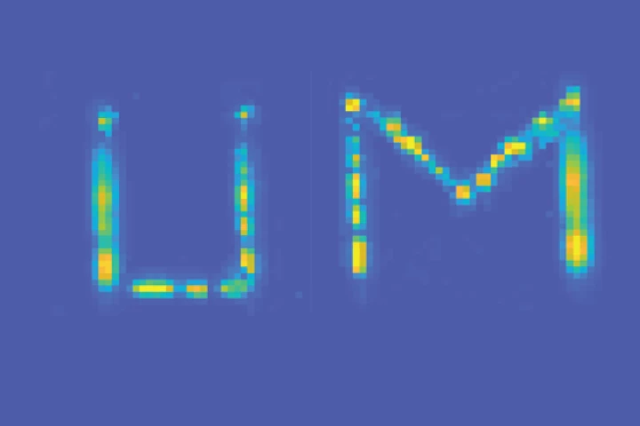 The letters U and M (for University of Michigan) are clearly visible in this "secret" message, created using the researchers' "invisible ink"