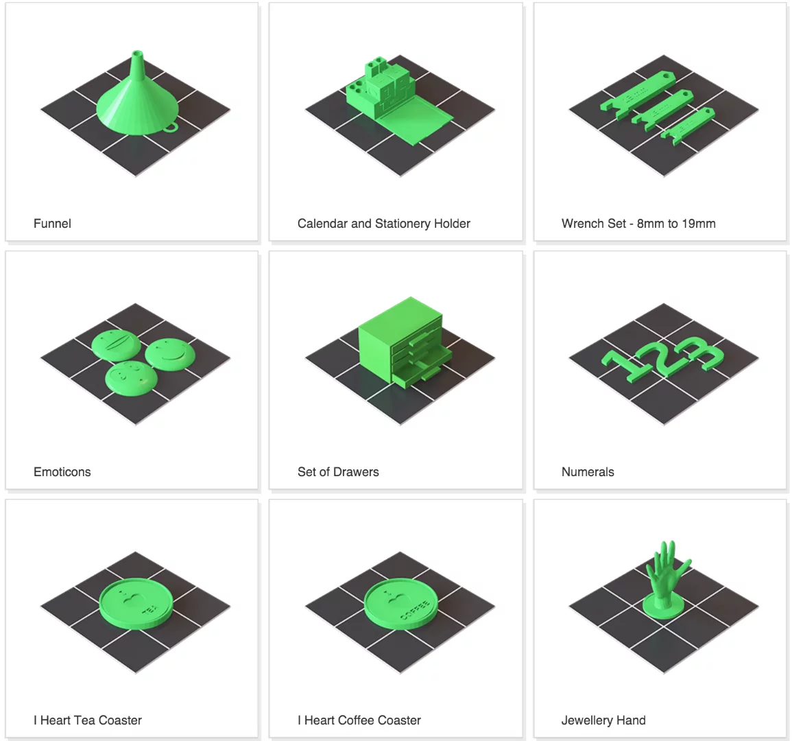 Polaroid's 3D model library examples