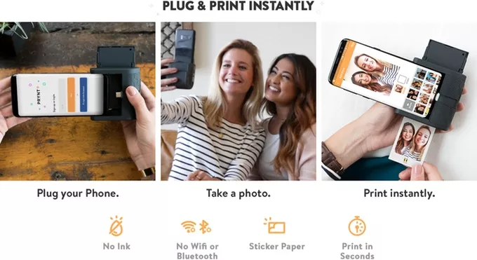 The Prynt takes 30 seconds to print a sticker photo