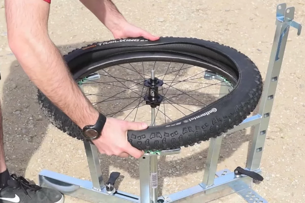 The Banger is installed inside a regular tubeless tire, like an inner tube