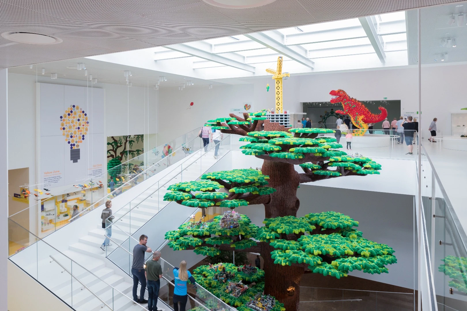 A gigantic tree, called the Tree of Creativity is the centerpiece of Lego House – it consists of more than six million Lego bricks and rises to 15 m (50 ft)