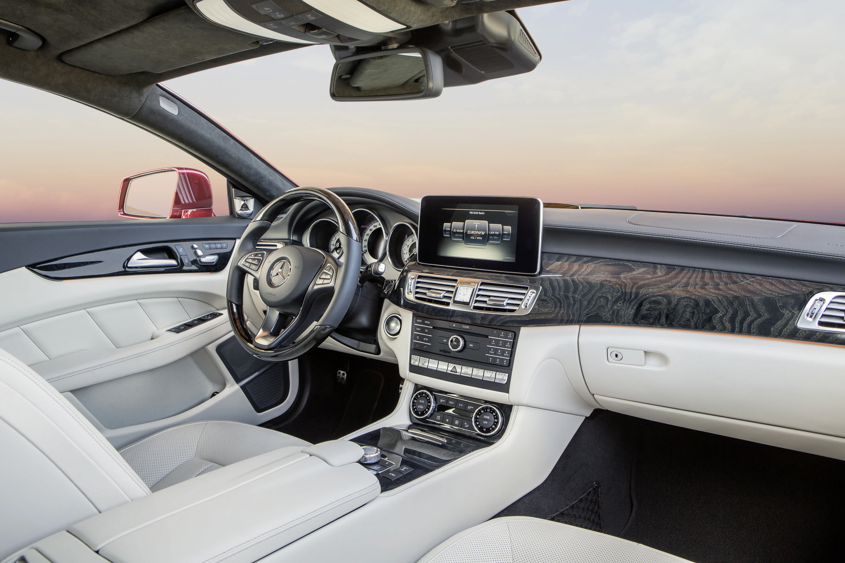 The new Mercedes CLS features an 8-inch screen atop its dash