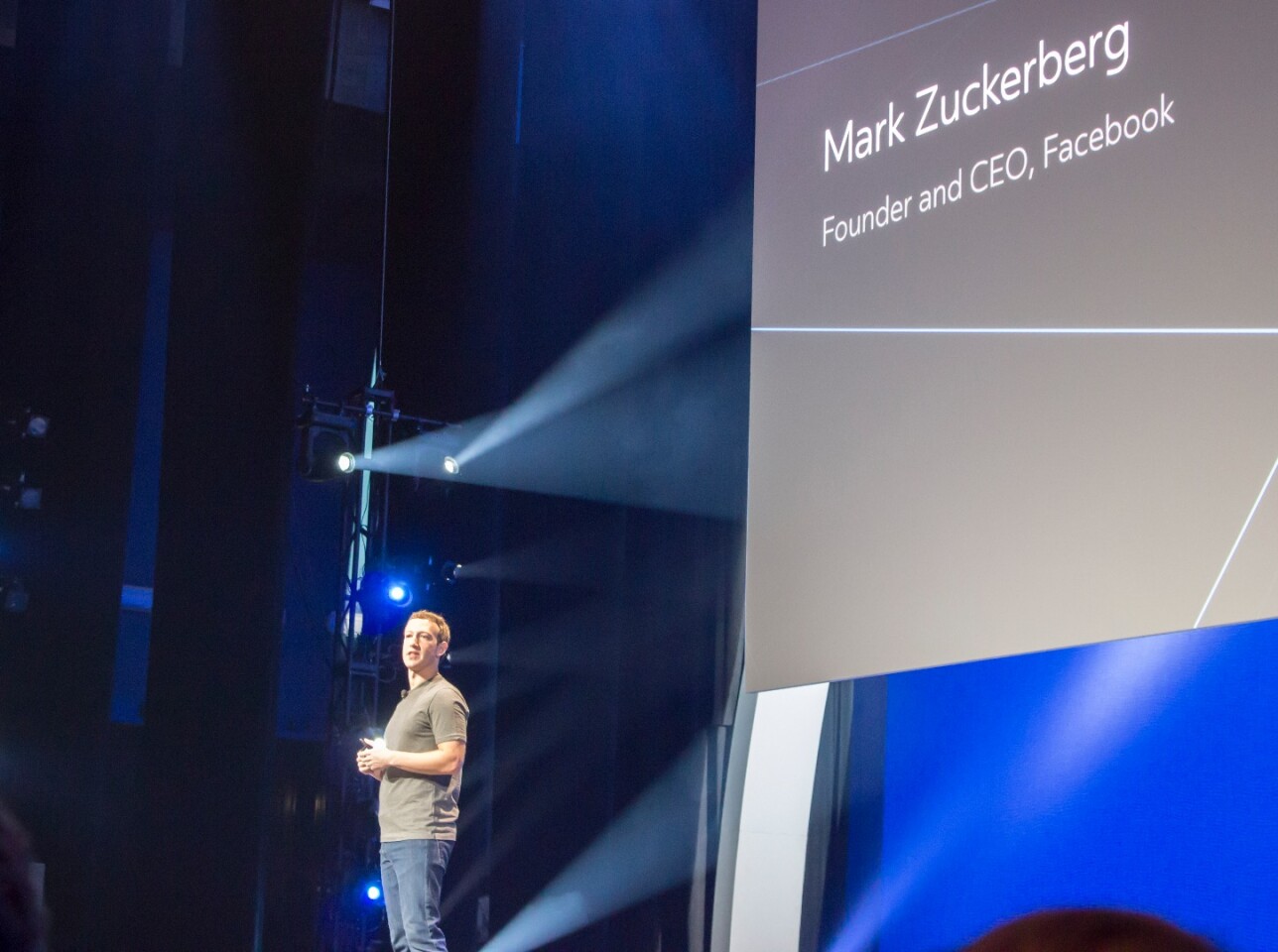 Facebook founder and CEO Mark Zuckerberg, prefacing the keynote for the company that resides within his company