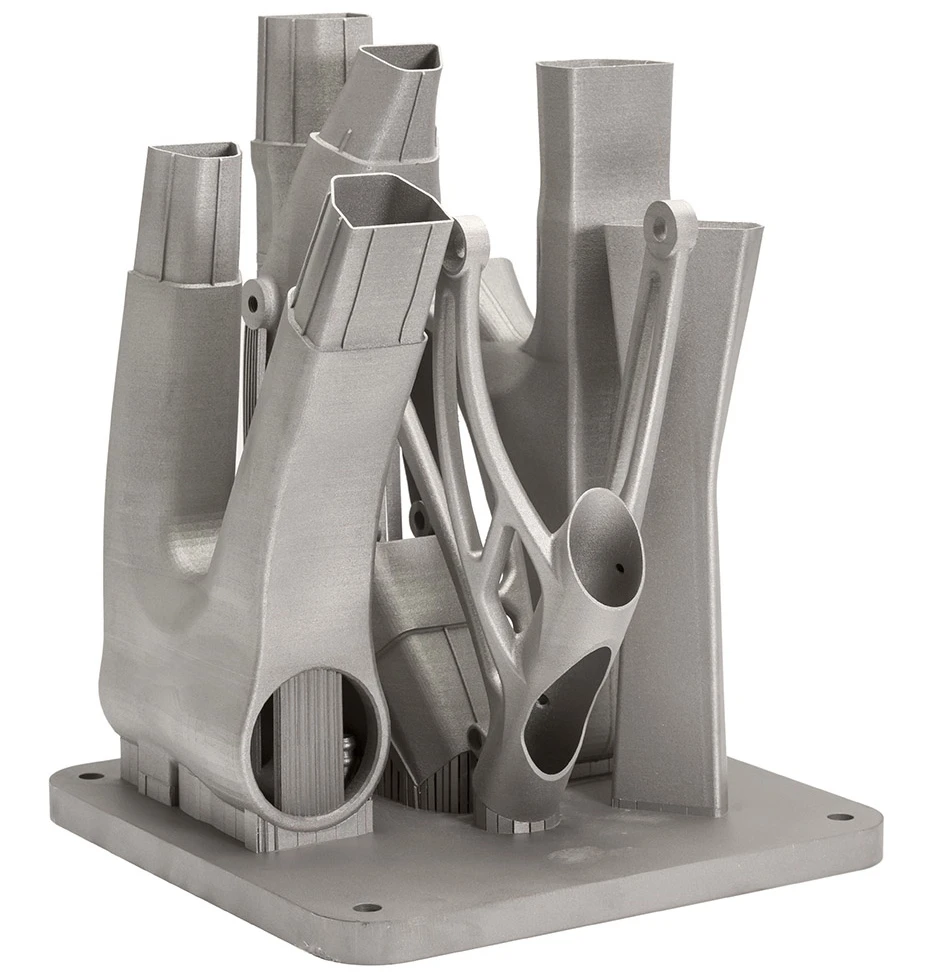 The components of the seatpost bracket were printed together on one build platform