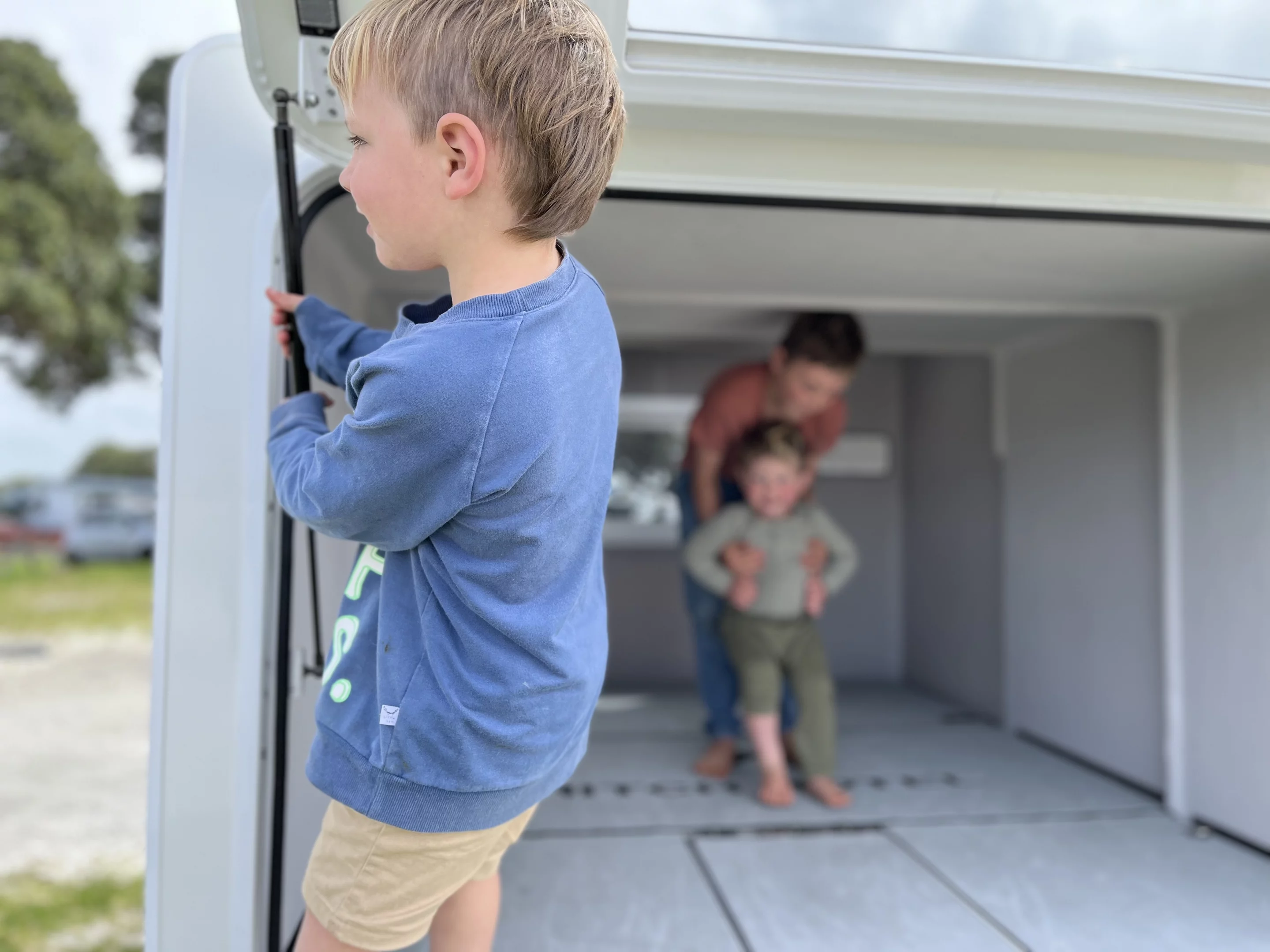 The Traveler houses two adults, but we're thinking these three little guys should fit fine