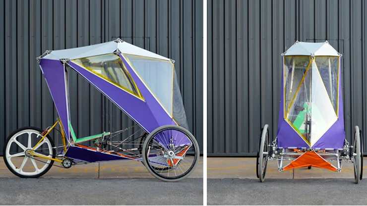 "The project challenge was to design a DIY build system for a velomobile from easy-to-source materials with easy-to-access tools"
