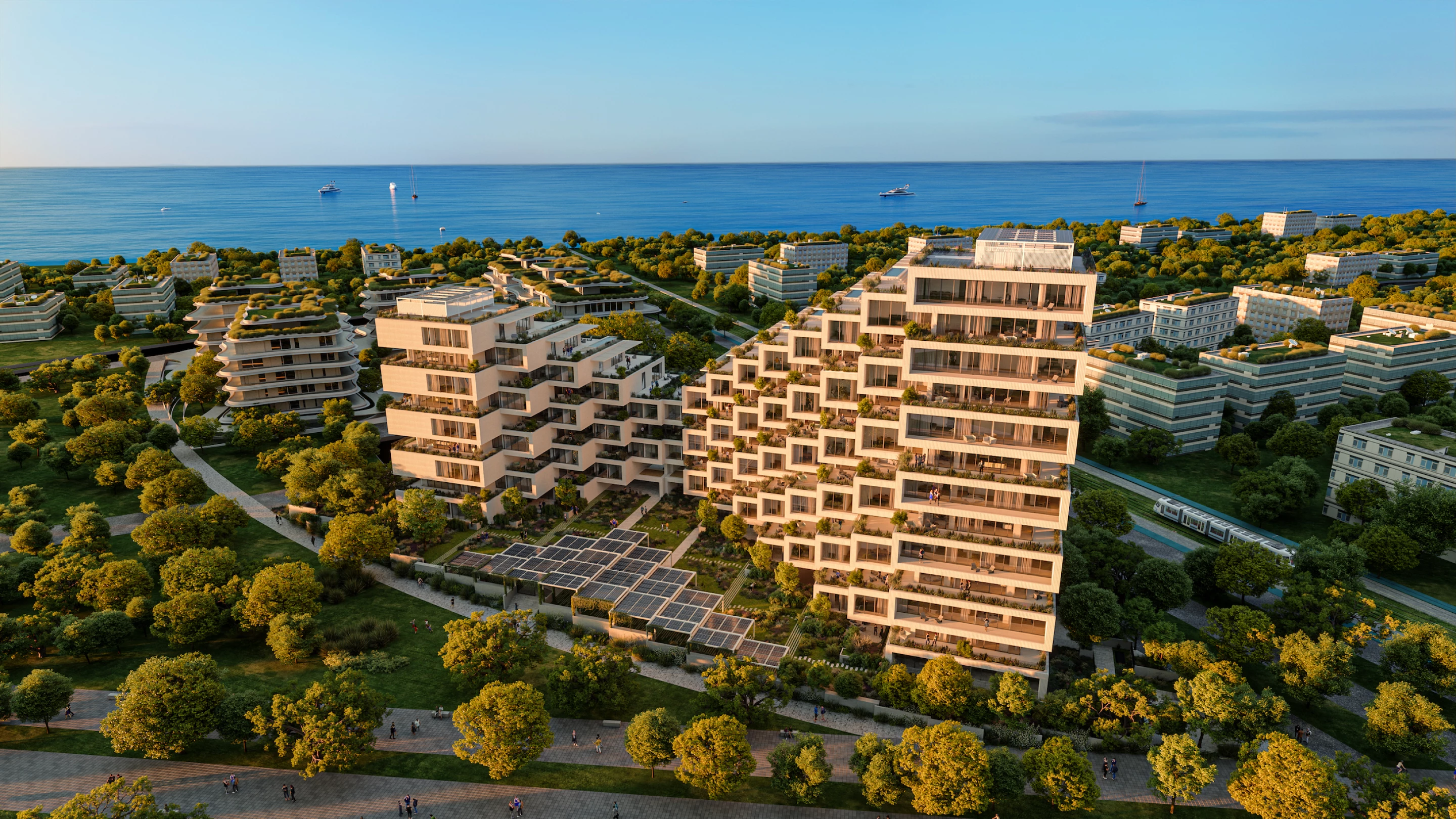 Stepped high-rise blends ancient with modern on the Athens coastline