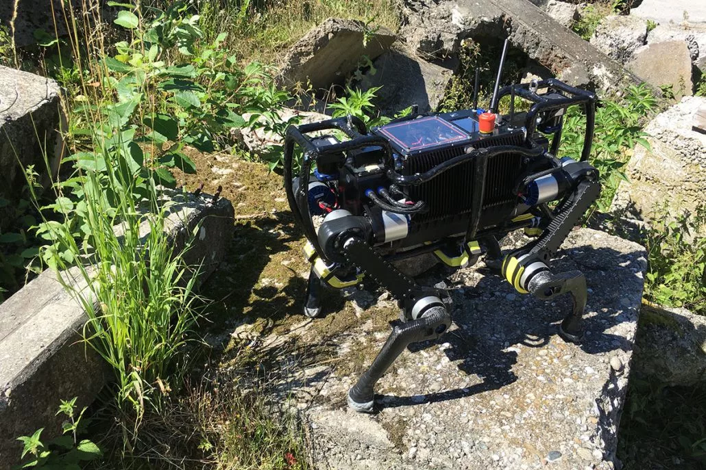 The robot is fitted with a variety of sensors allowing for autonomous navigation