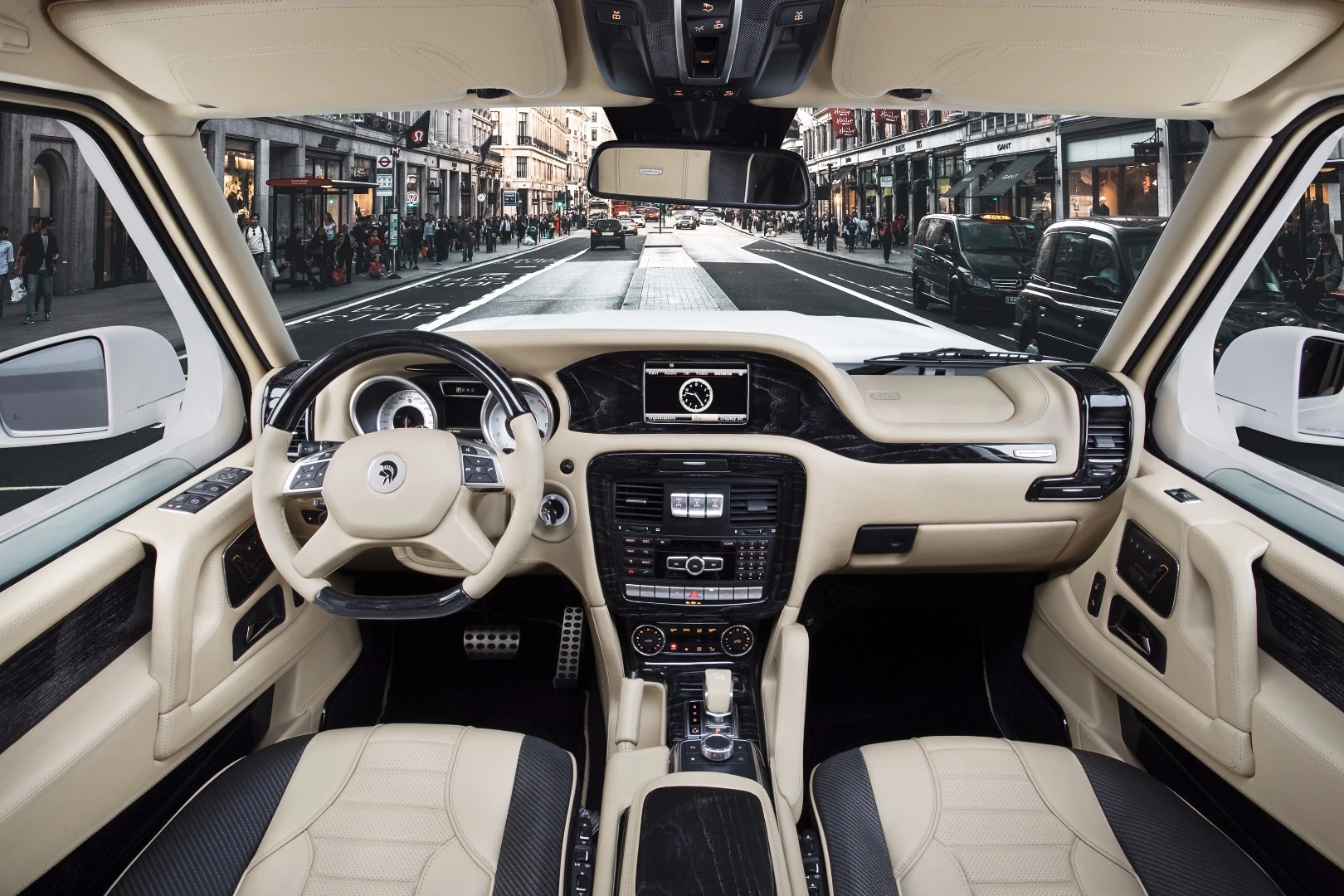 Ares' cockpit and dash has a smoother, more cohesive design than the stock G-Class