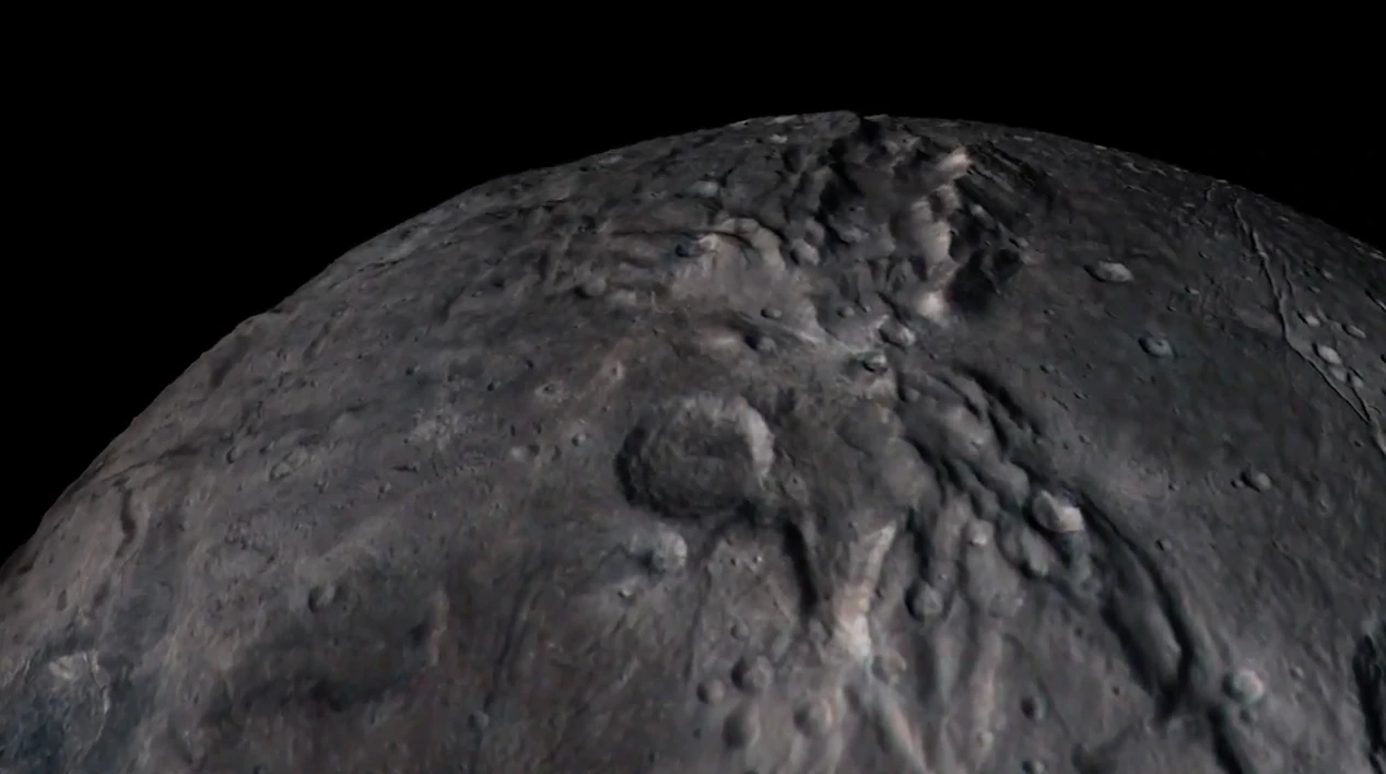 NASA's spectacular flyover video of Pluto's moon, Charon