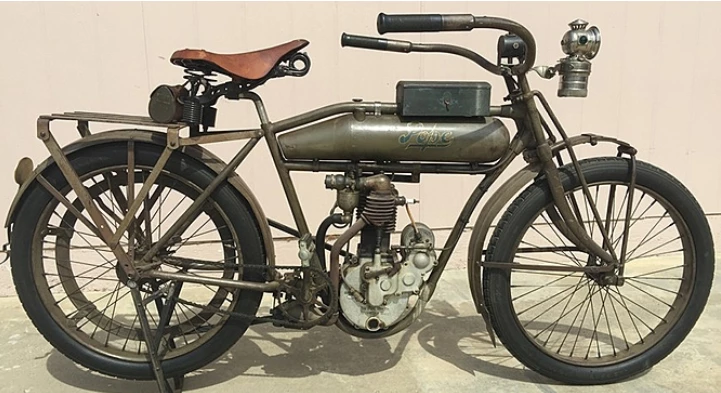 $77,000 – 1912 Pope H - Mecum Lot S155 was an unrestored running 104 year-old motorcycle. This bike took first place in the antique category and the FIVA Preservation award at the Quail Motorcycle Gathering in May 2015. This bike was part of the famous Floyd Clymer collection.