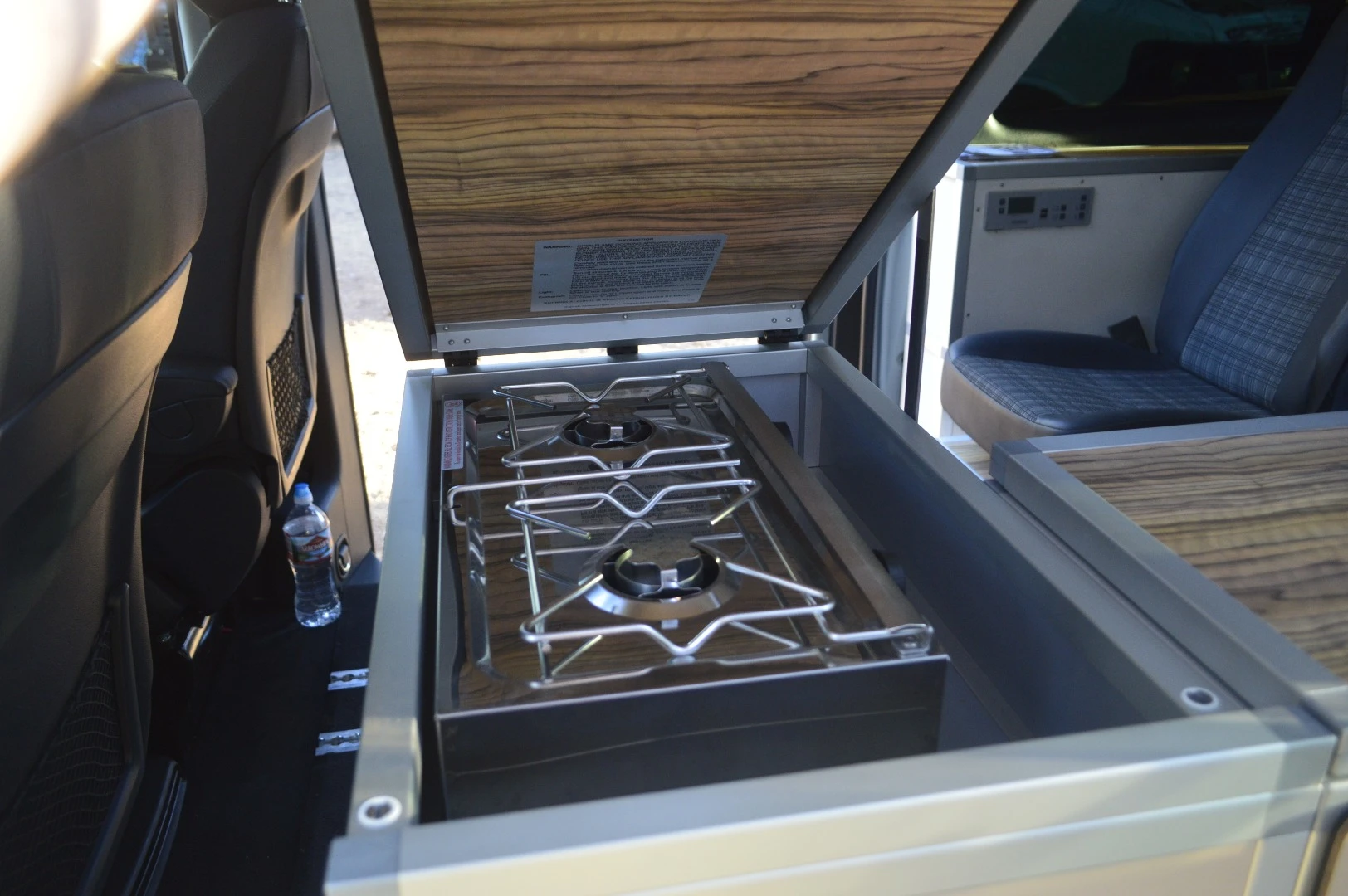 Removable stove inside the Terracamper Metris package