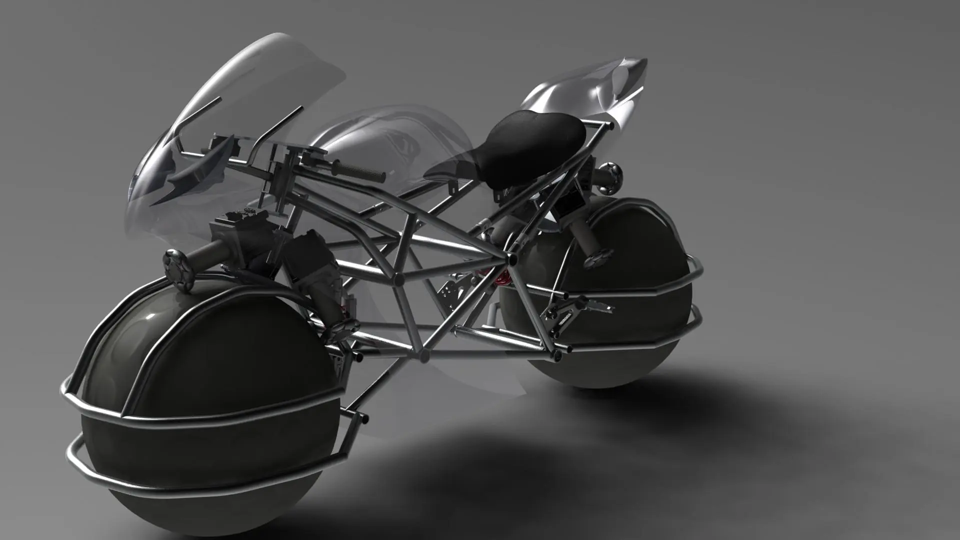 Rendering of the SDS motorcycle with a transparent fairing