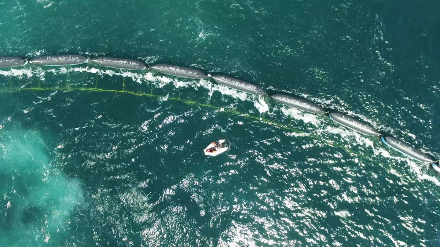 While the prototype is currently back on shore for inspection and maintenance, it's all about the bigger picture for the Ocean Cleanup Project