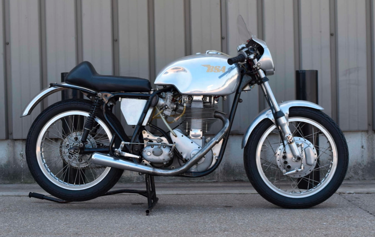 Great value at $9,350, this 1958 racing bike with gorgeous hand-formed metal tank, guards and fairing was one of many bikes which wore the BSA Gold Star name over a very long time frame that extended from 1938 to 1963. They also came in 350 cc and 500 cc variants. If you are into BSA Gold Stars, the most expensive one ever to go to auction was a working cutaway version that was estimated to sell for between $250,000 and $350,000. It didn't sell, but it truly is living, moving art, and it was just one of many priceless motorcycle artifacts from the Herb Harris Collection. Numerous Gold Stars went to auction in Vegas with a 1956 BSA B34 Gold Star Scrambler fetching $19,800 and a stunning 1951 B34 Gold Star Road Bike with 734 miles on the clock was passed in when bidding stopped at $20,000.