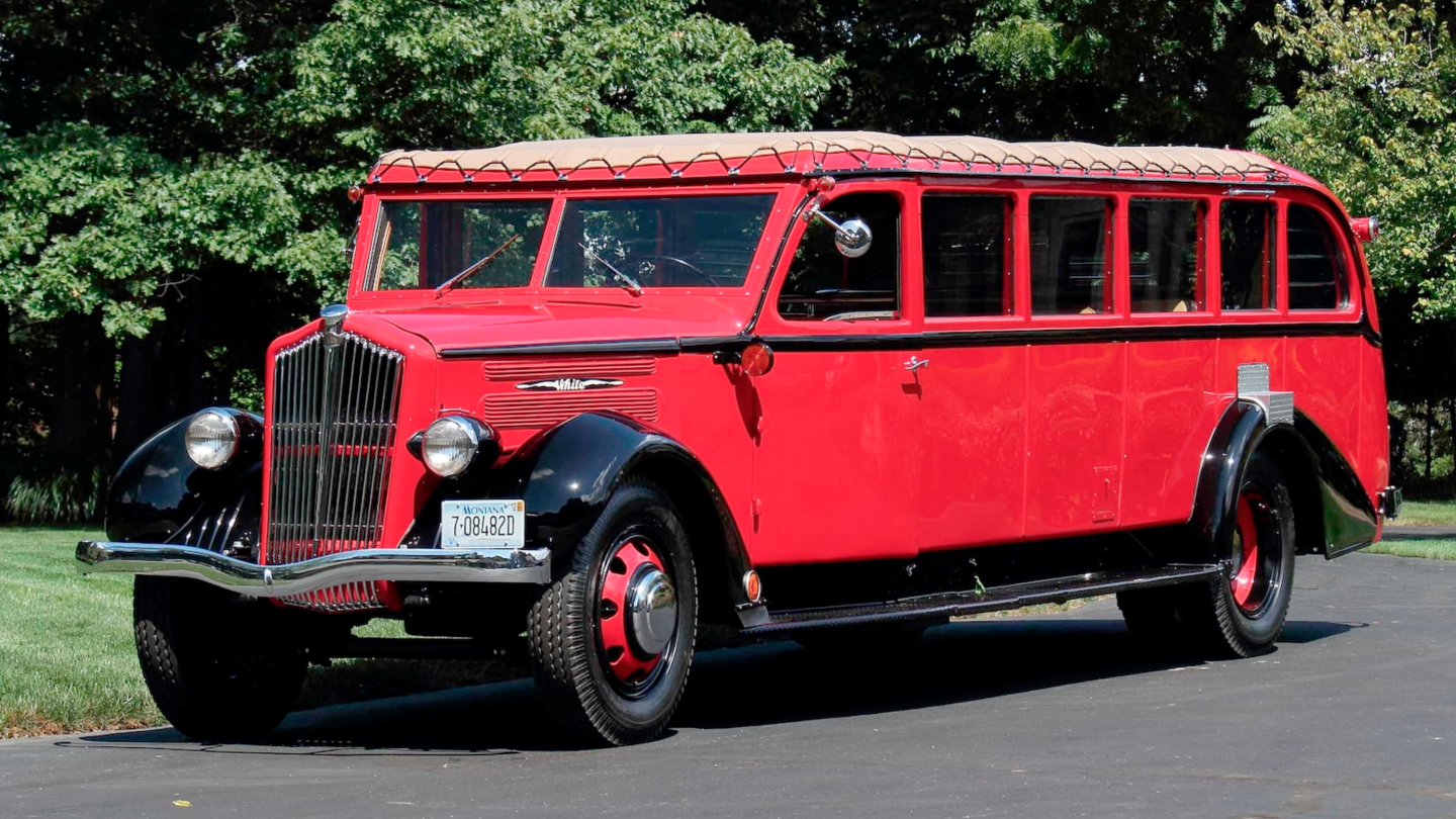 This 1936 White Model 706 Glacier National Park Tour Bus sold for $1,430,000 at Mecum's 2022 Kissimmee sale on 15 January 2022