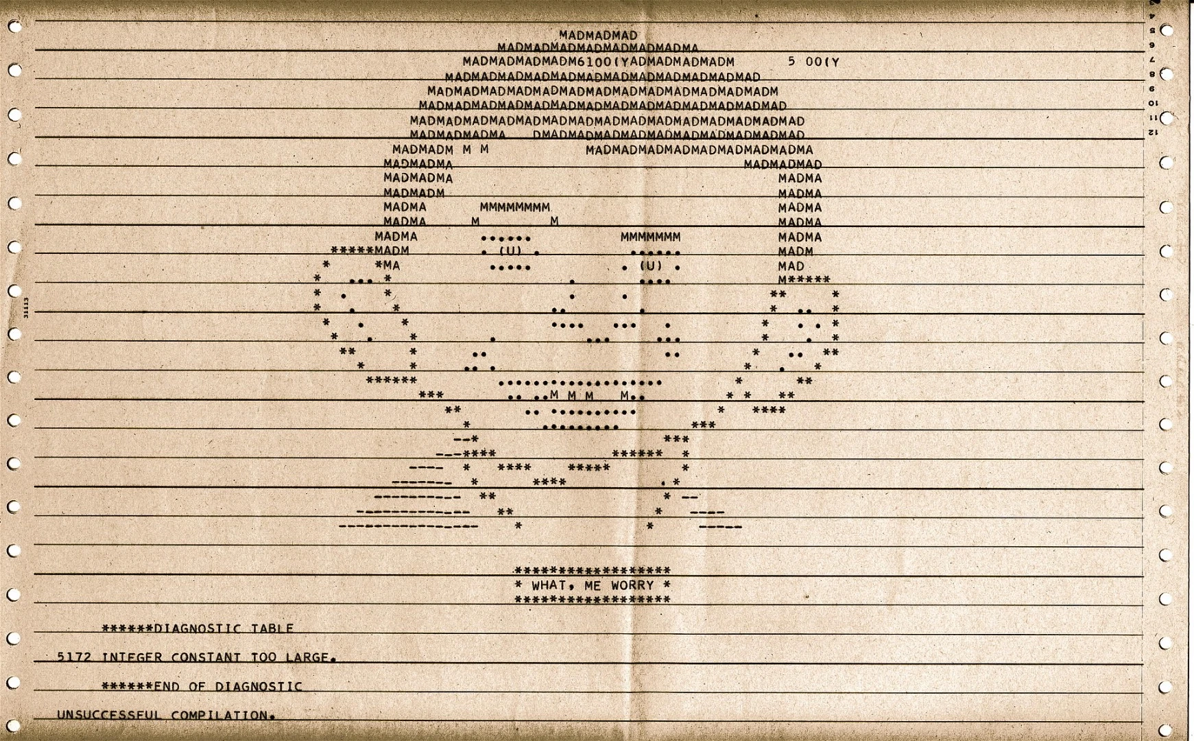 Mad magazine's Alfred E. Neuman is an early example of ASCII art from 1960 produced using a dot-matrix computer