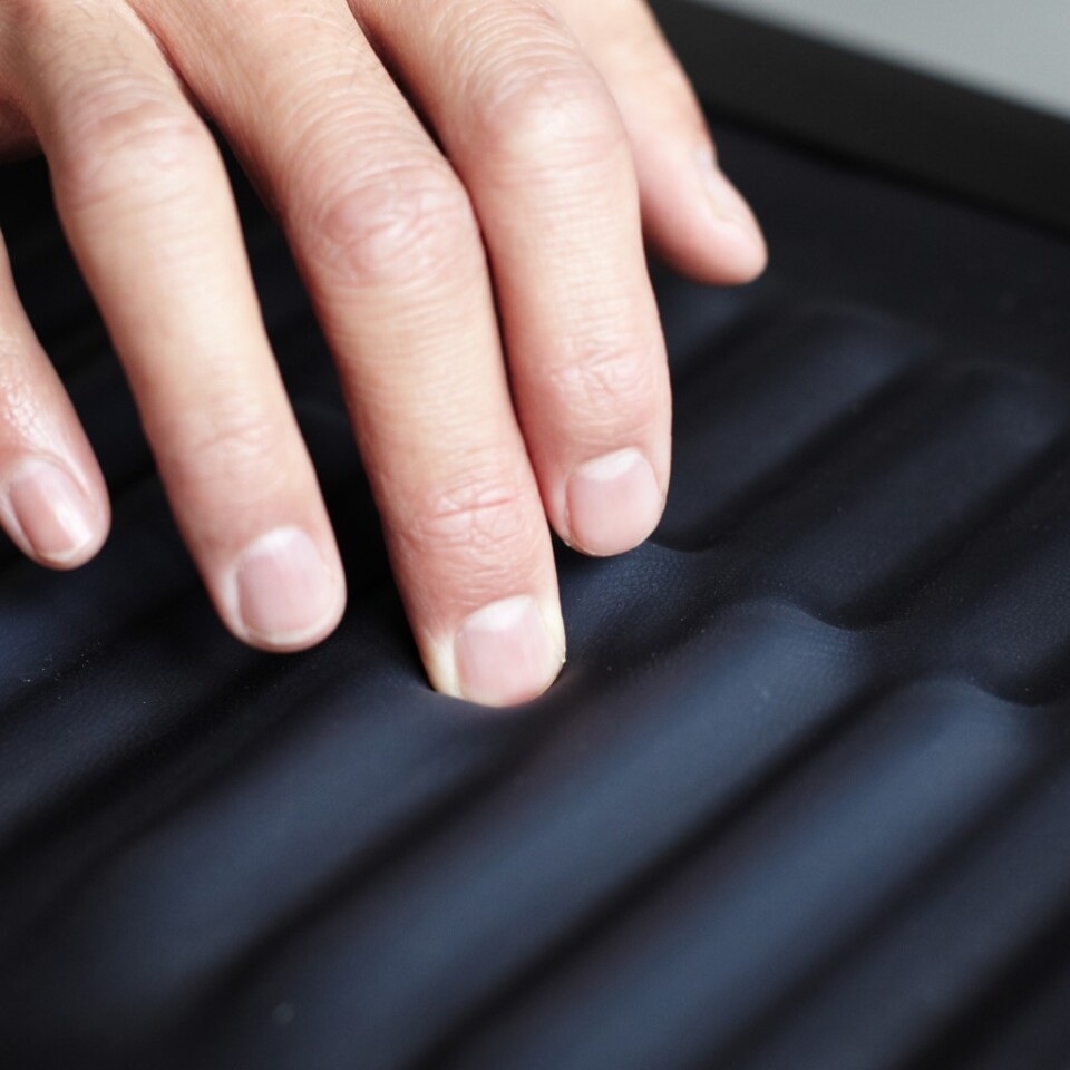 At a glance, it looks like a regular keyboard with a soft covering, but each note actually flexes under a user's touch and produces a different pitch, volume, and timbre, depending on exactly where it's pressed (Photo: Lambde Ltd. 2013)