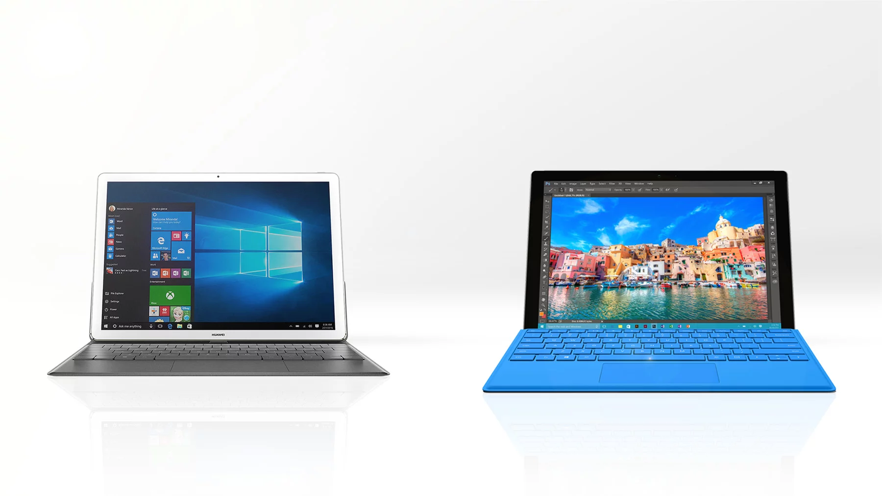 It's Surface and one of the devices it inspired, as we compare the Huawei MateBook (left) to the Surface Pro 4