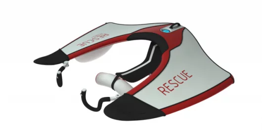 Teseo with the seat and inflatable safety vest underneath