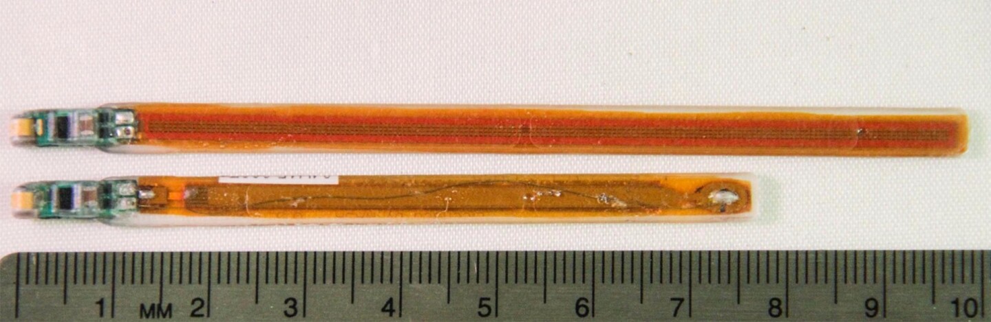 PNNL’s self-powered fish-tracking tag comes in two lengths to accommodate differently sized fish