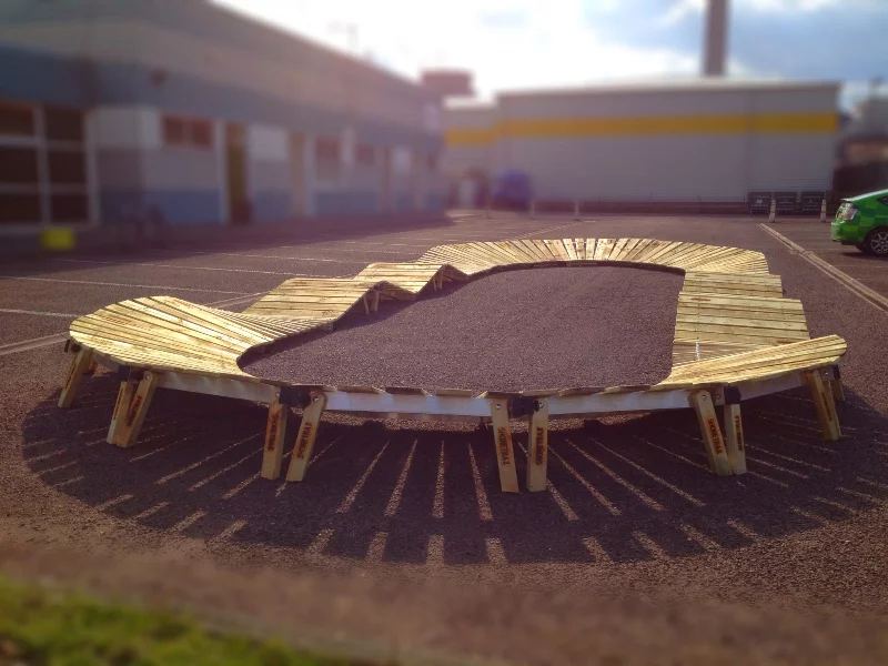 The modules can be put together to form either a point-to-point trail, or (in the case of the longer kits) a continuous loop