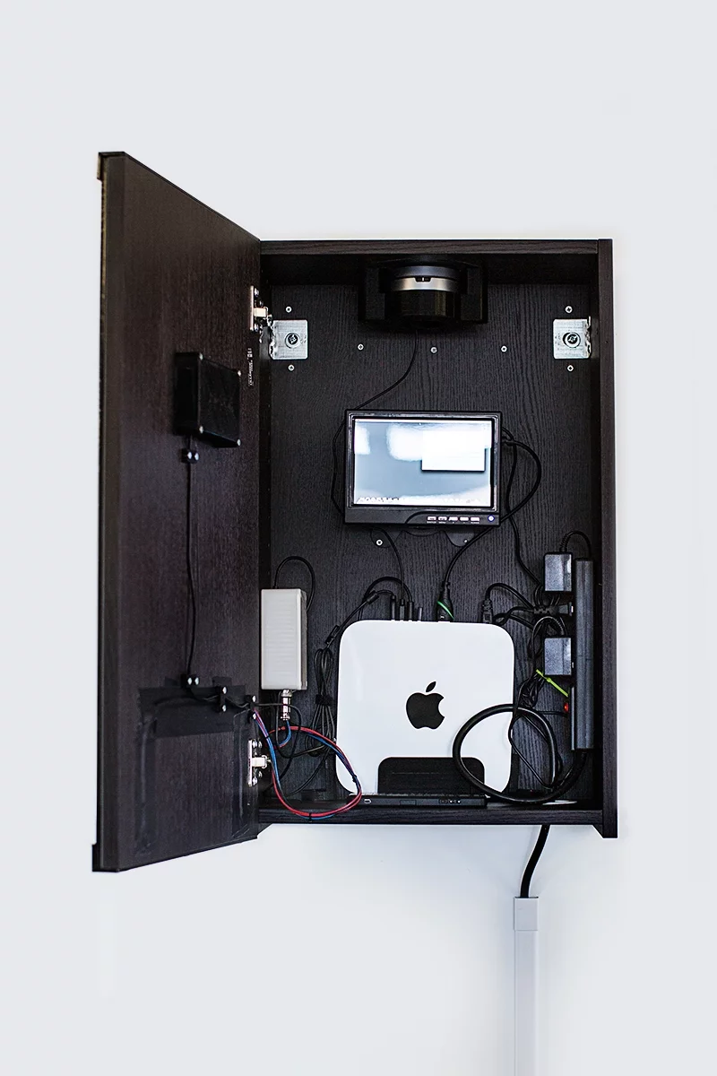 An Arduino controls the LED indicator lights