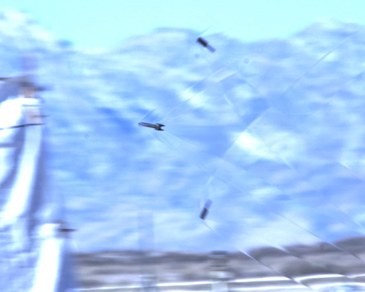 A high speed image of the hypersonic projectile shedding its sabot