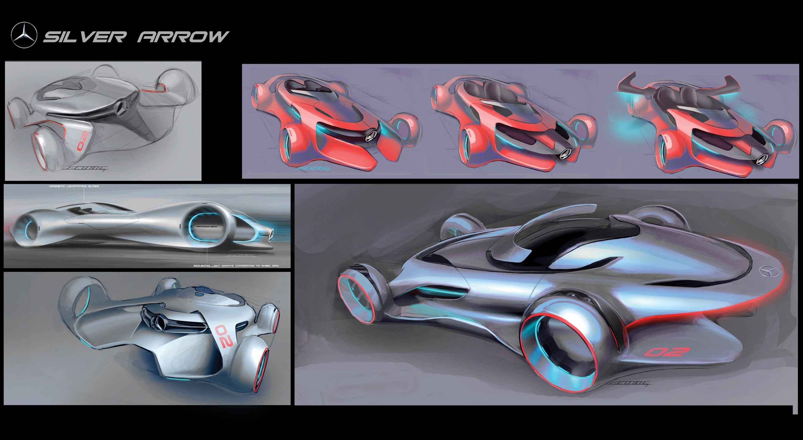 Silver Arrow concept sketches (Image: Mercedes-Benz Research & Development North America)