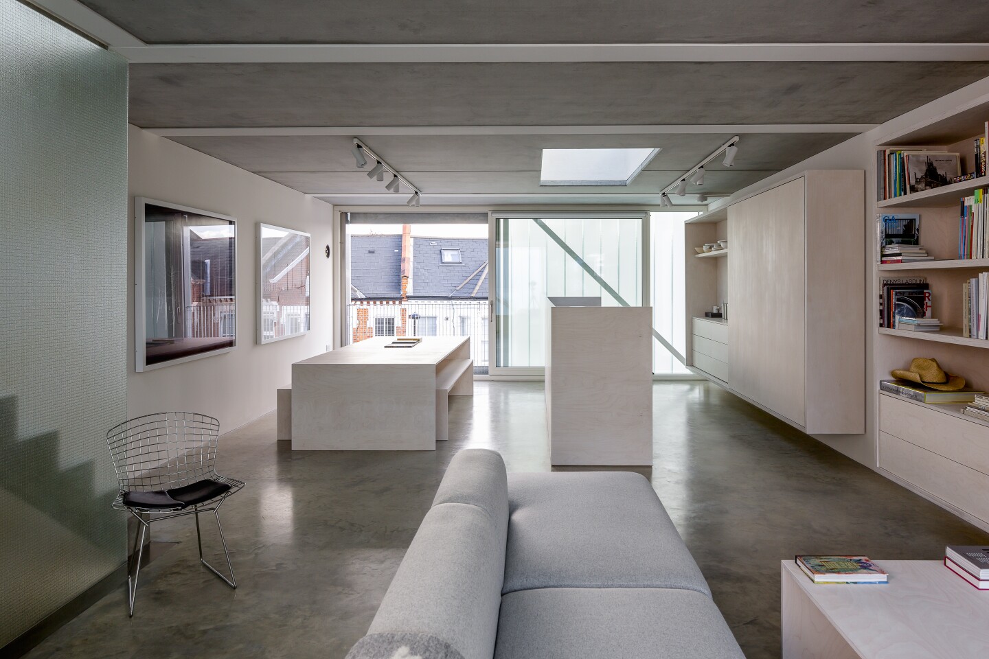 The interior is open-plan, and separated into three boxes measuring a total of 200 sq m (2,150 sq ft)