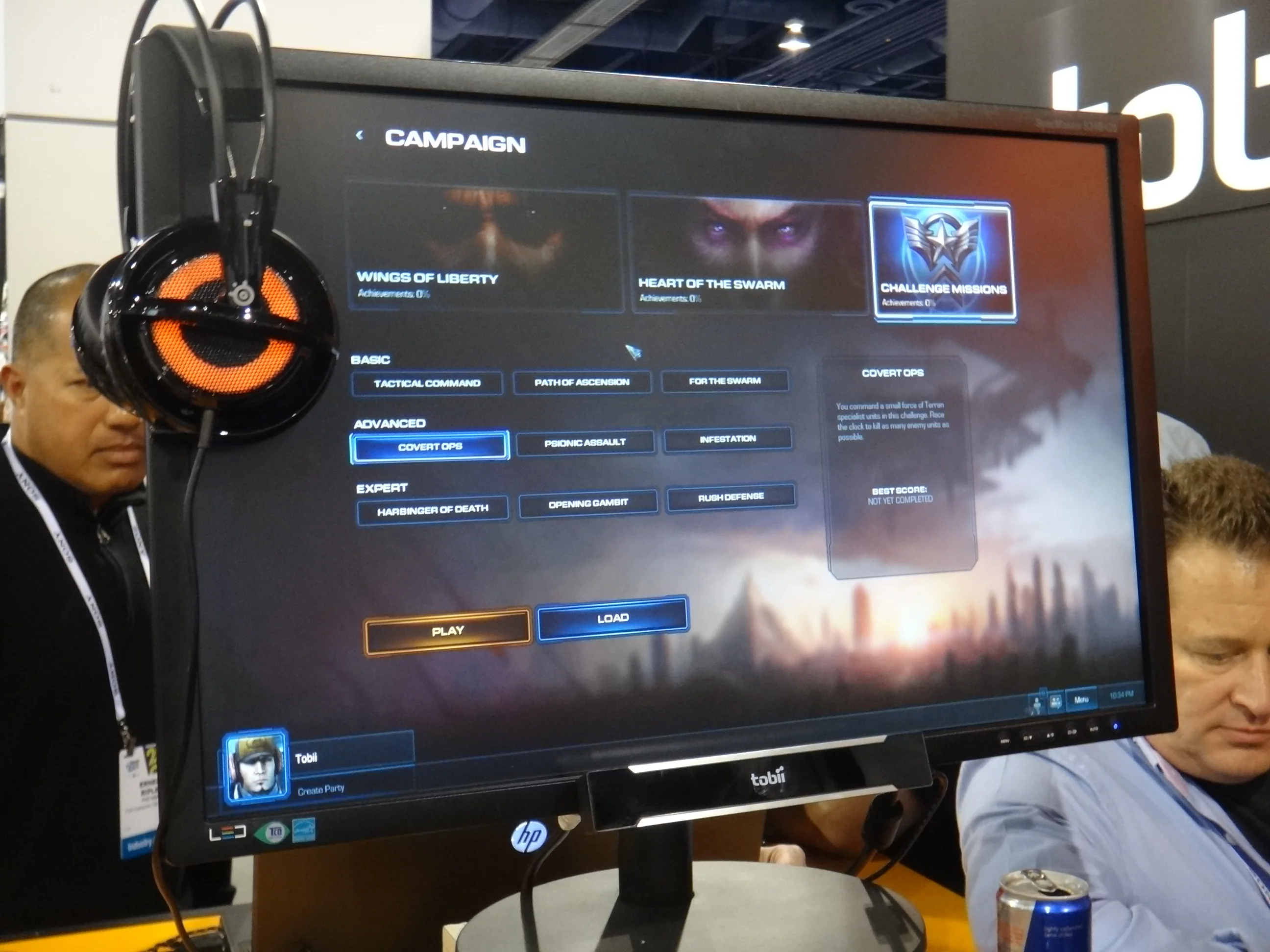 Starcraft 2 includes hot keys for nearly every in-game action, so you can essentially play the whole game one-handed, with your direct line of sight acting as a cursor