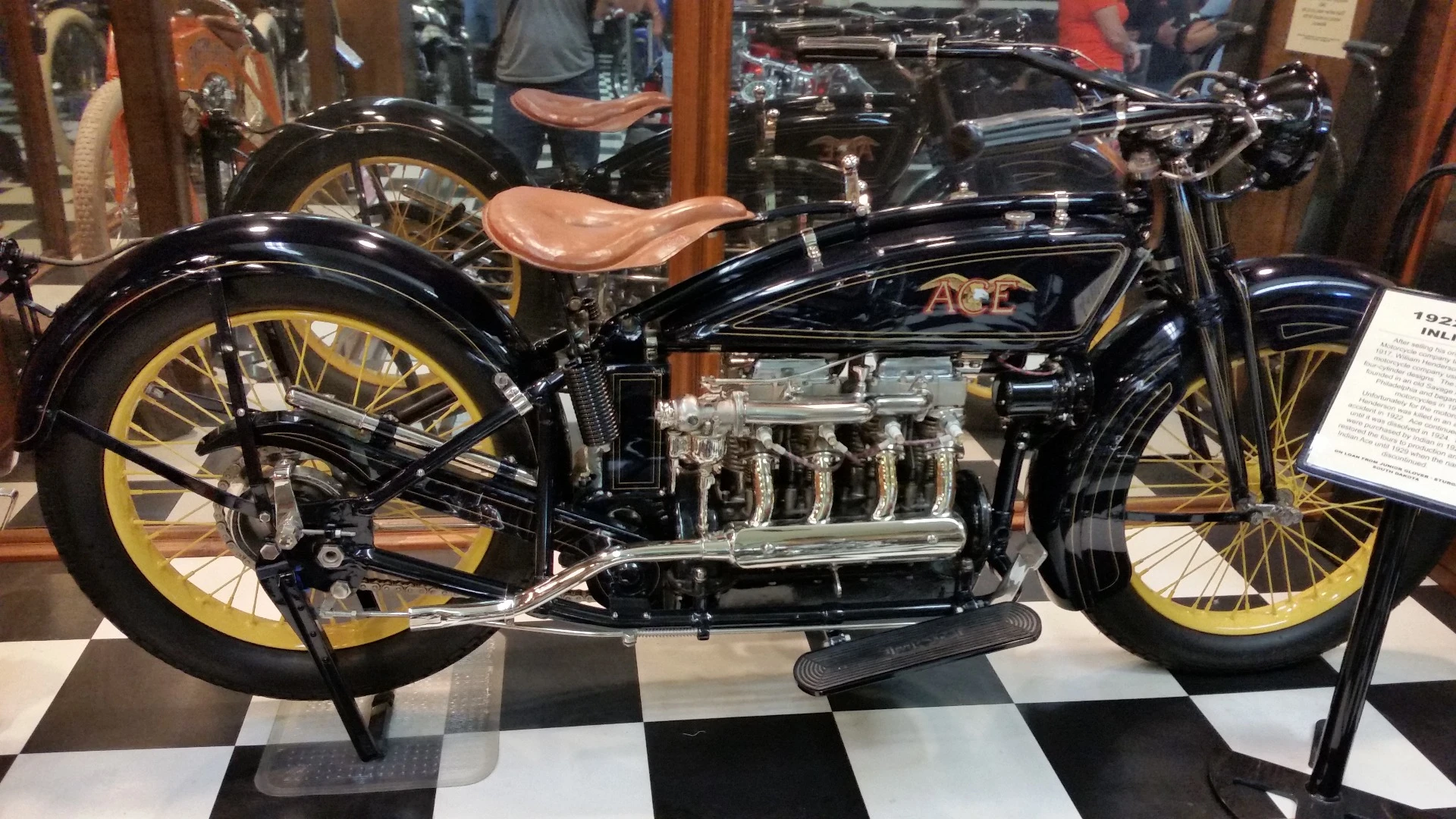 A 1922 ACE Inline 4 is one of the rarer bikes on display at the museum