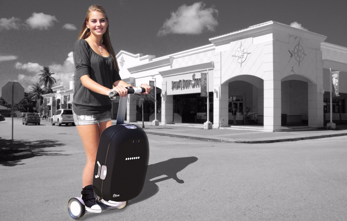 Olive is an intelligent suitcase that can be ridden like a Segway