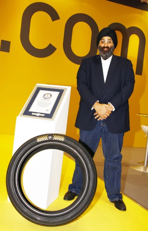 Z Tyre CEO Harjeev Kandhari with the "world's most expensive tire"