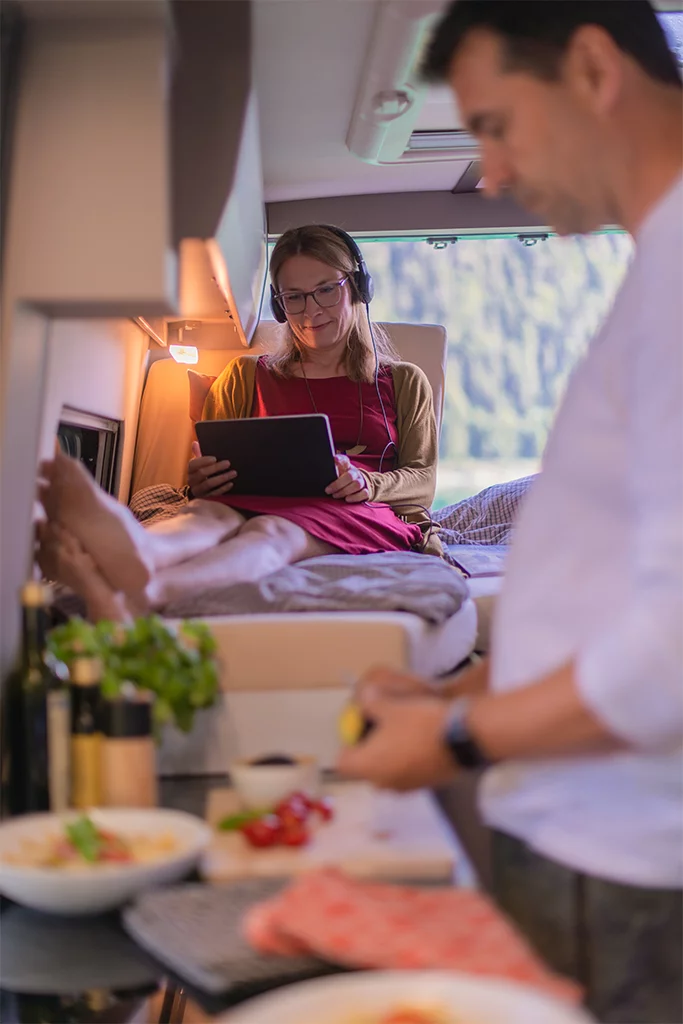 The Yucon 6.0 headboards adjust up to create chaise lounge-style seating