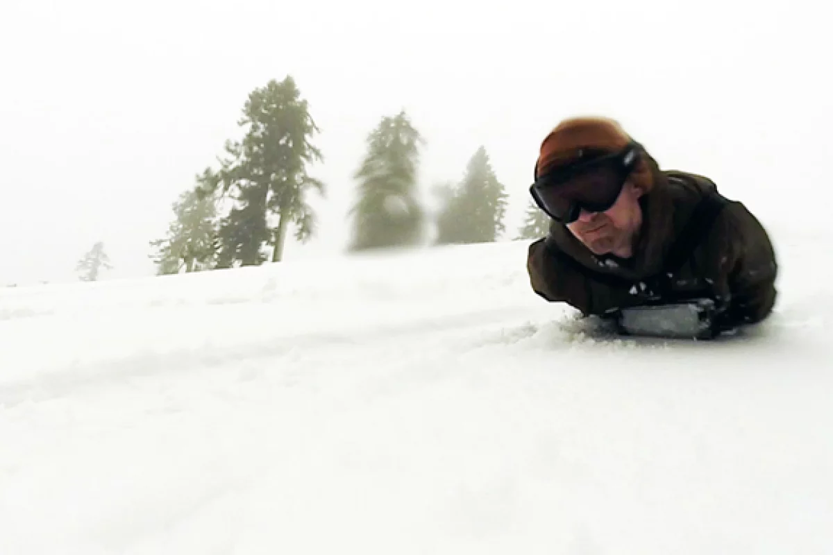 The SnoSoot is a wearable sled that comes in both the face first and feet first versions